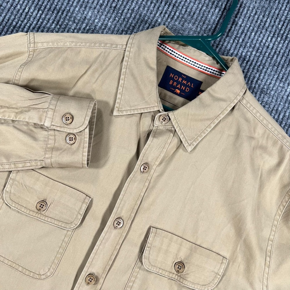 The Normal Brand Shirt Mens Medium Brown Long Sleeve Button Up Pockets Casual
